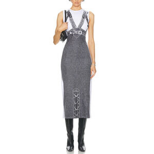 Jean Paul Gaultier 'Madonna' White Polyester Trompe L'Oeil Long Dress Size XS